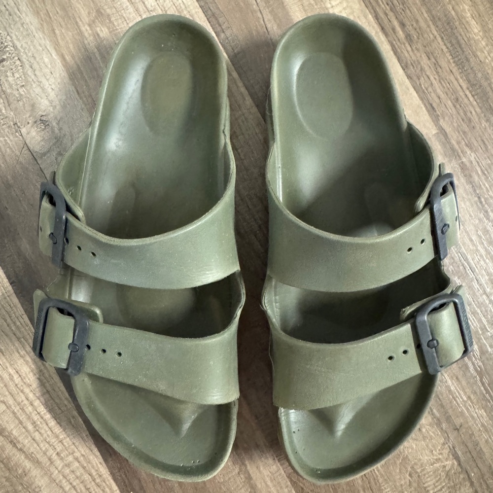 Birkenstock EVA women’s Olive Green Slide Sandals with Buckles